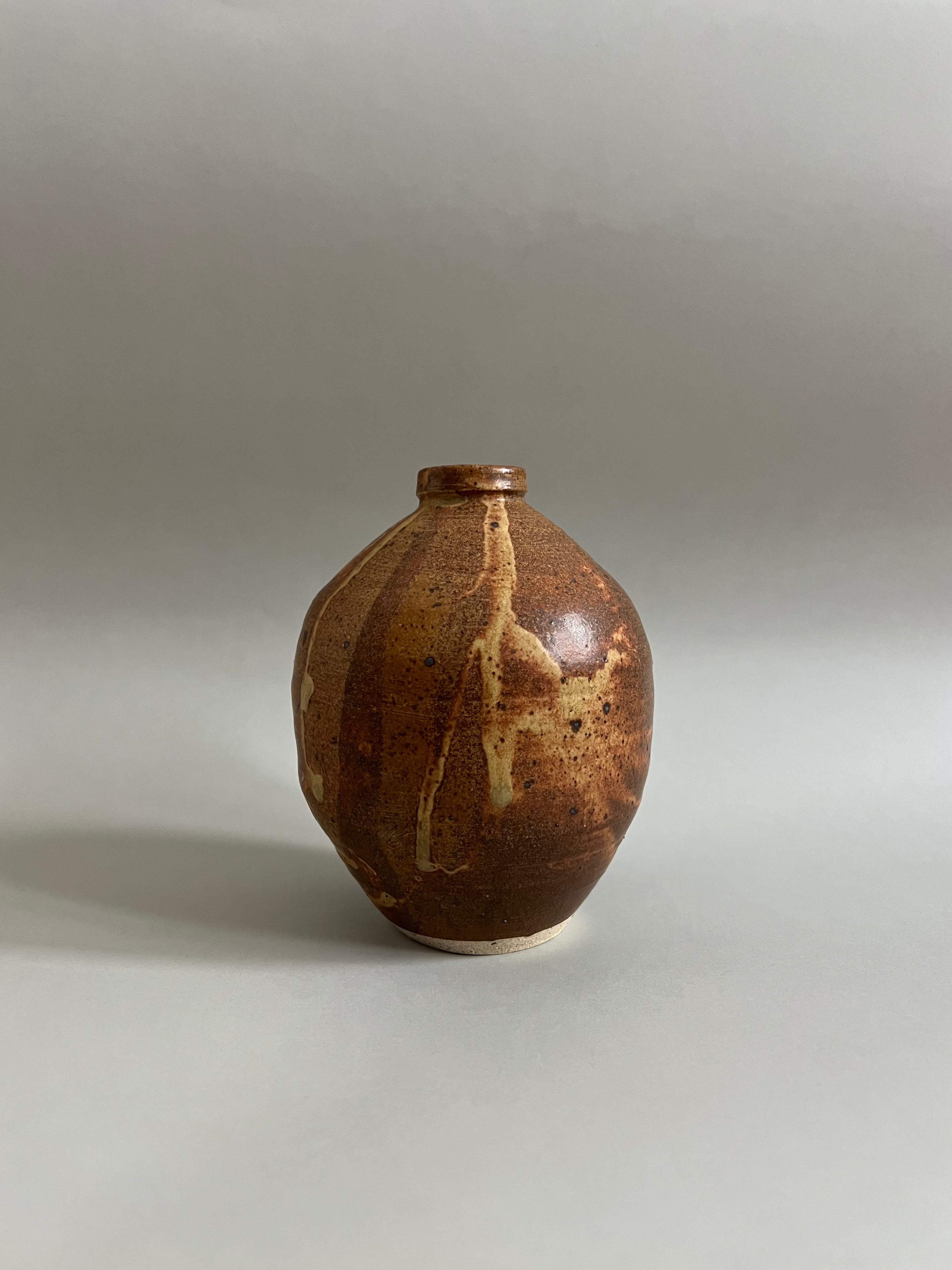 Vintage Ceramic Vase with Tan Glaze