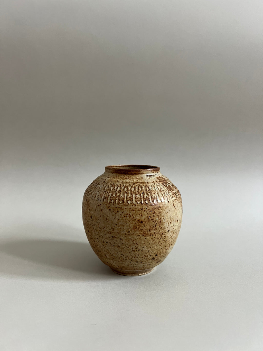 Vintage Ceramic Vase with Speckle Glaze